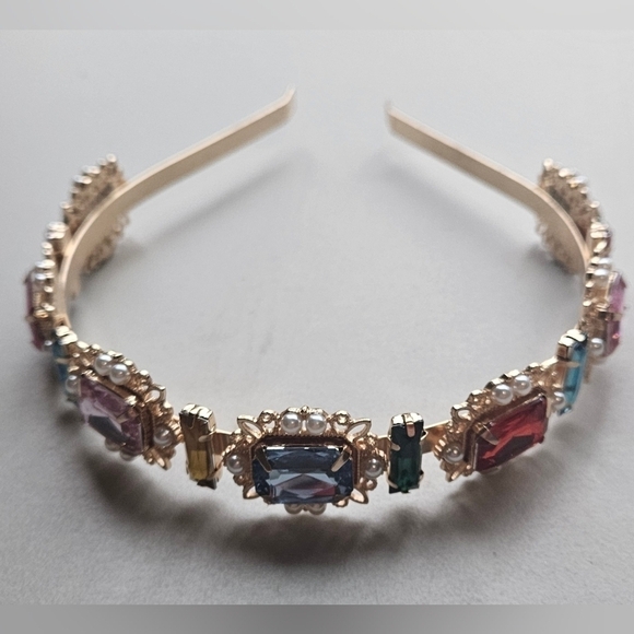 Unbranded Large Gemstones Gold Tone Adult Headband - Picture 2 of 3